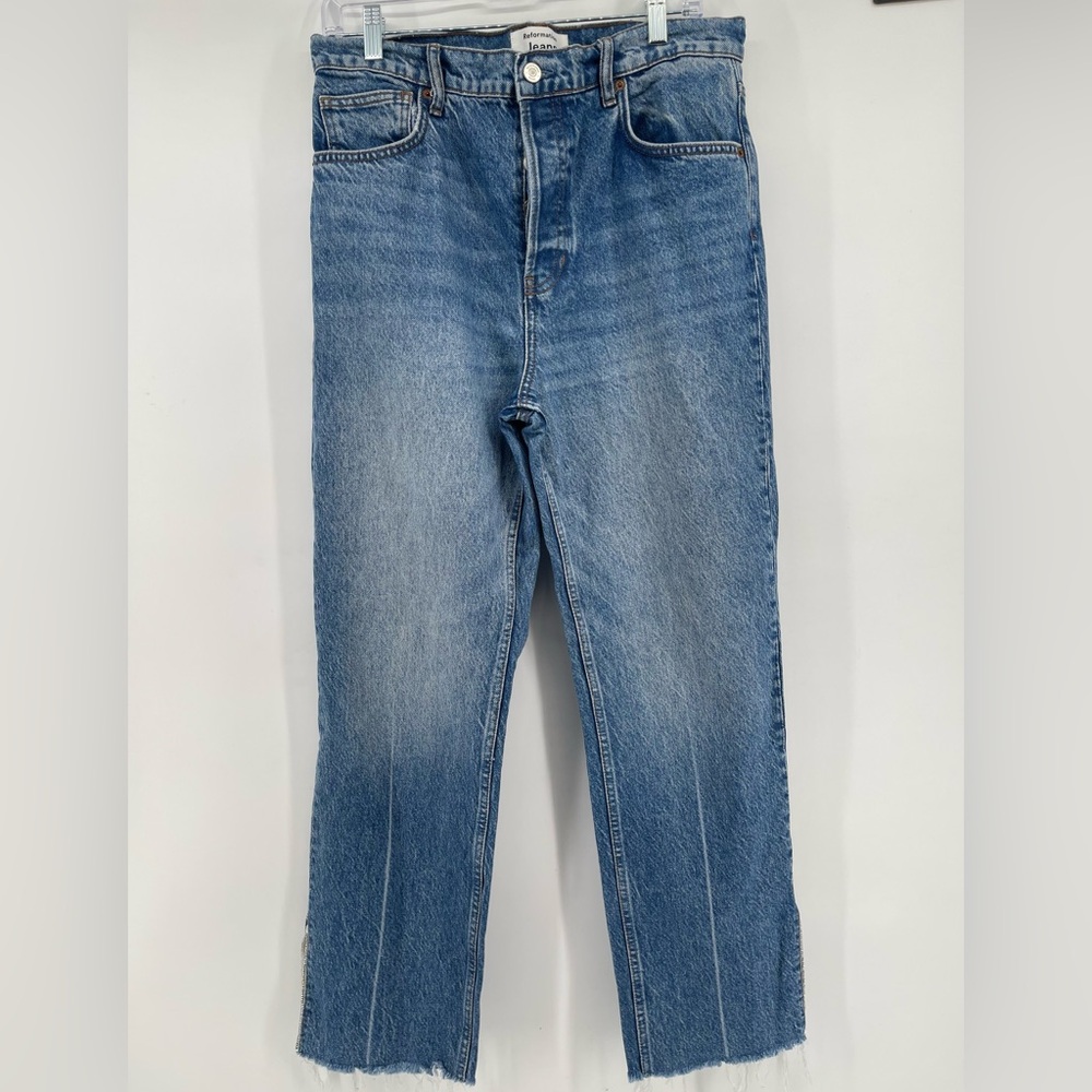 Reformation Gem Slit Hem High Rise Straight Jeans Size 30